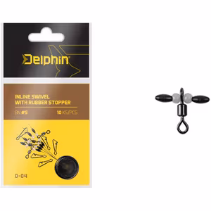 Inline swivel with rubber stopper
