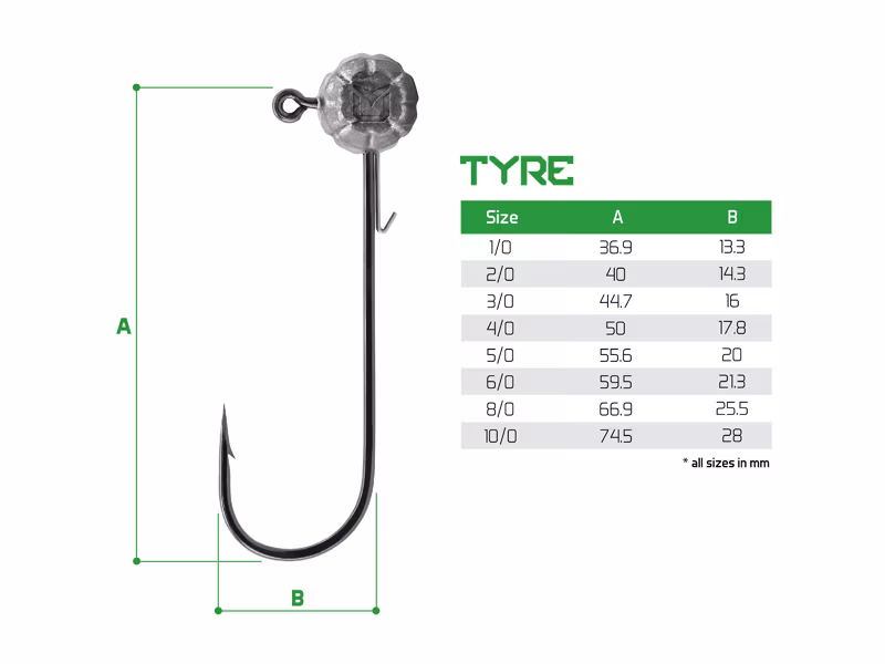 Jig head with a grub keeper Delphin TYRE / 2 pcs