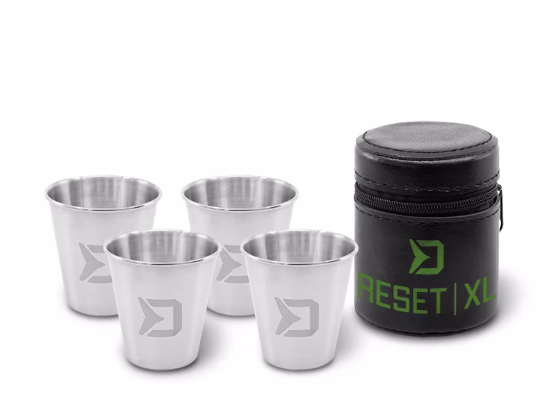 Set of stainless steel shots Delphin RESET XL 4in1