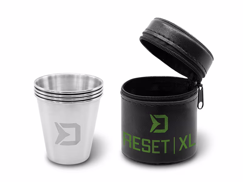 Set of stainless steel shots Delphin RESET XL 4in1