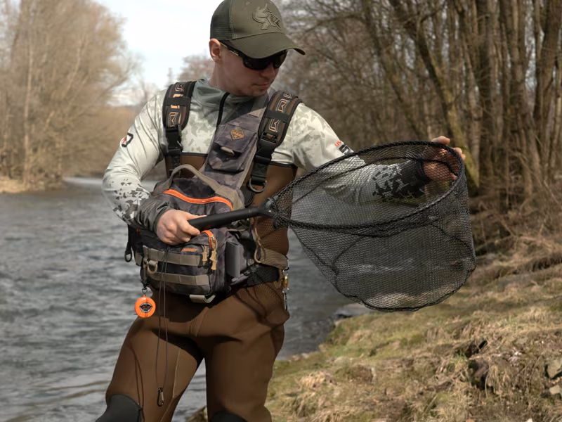 Spin fishing landing net Delphin SHORX
