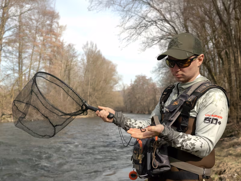 Spin fishing landing net Delphin SHORX