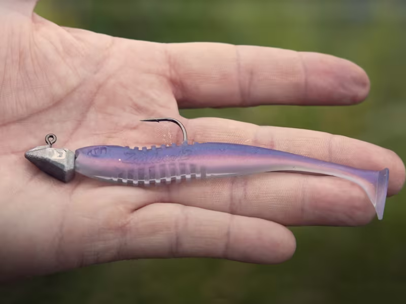 Standup jig with a grub keeper Delphin A-FORCE / 5 pcs