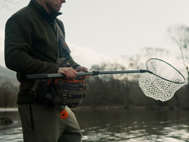 Telescopic landing net handle Delphin TRION