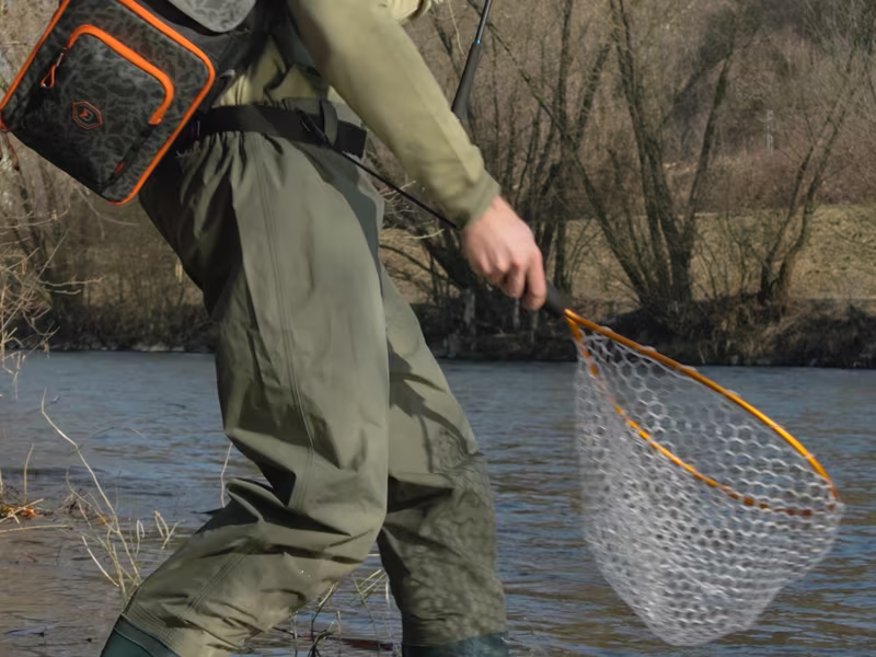 Trout landing net Delphin SoftLUX soft mesh