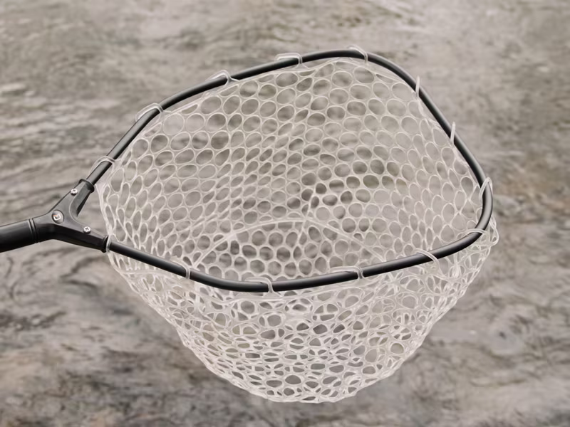 Trout landing net Delphin TroutSPIN soft mesh
