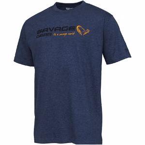 Marškinėliai Savage Gear Signature Logo Blue Melange