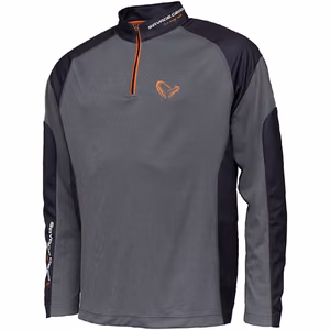 Marškinėliai Savage Gear Tournament Shirt 1/2 Zip Grey