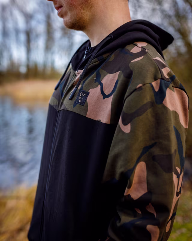 Fox LW Black Camo Split Zip Hoody