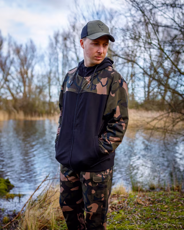 Fox LW Black Camo Split Zip Hoody