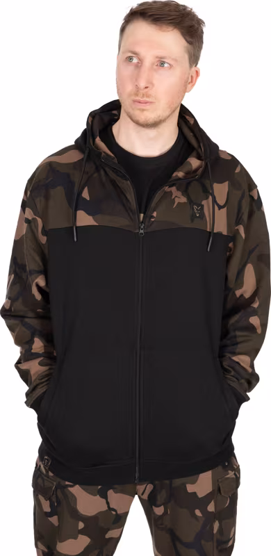 Fox LW Black Camo Split Zip Hoody L