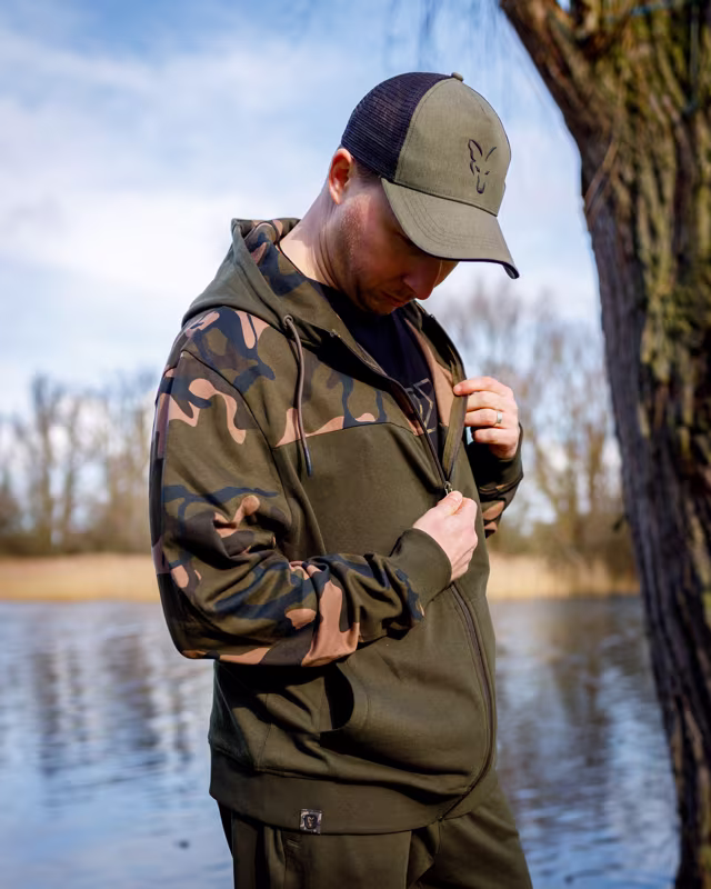 Fox LW Khaki Camo Split Zip Hoody