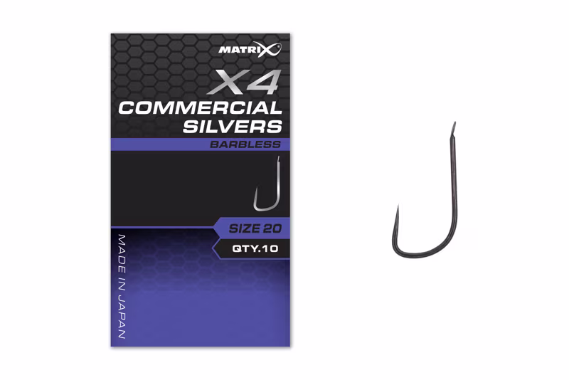 Matrix X4 Commercial Silvers Size 18 Barbless