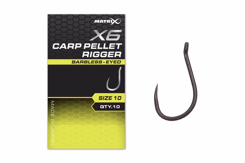 Matrix X6 Carp Pellet Rigger Size 14 Barbless - Eyed