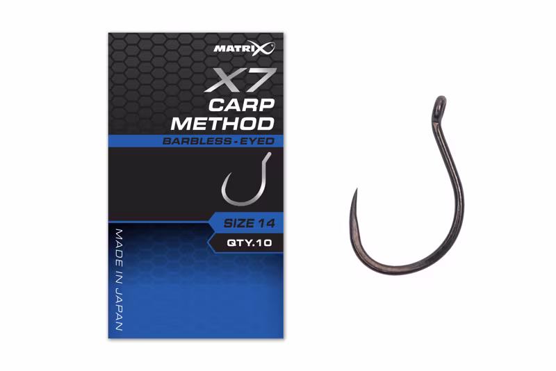 Matrix X7 Carp Method Size 14 Barbless - Eyed