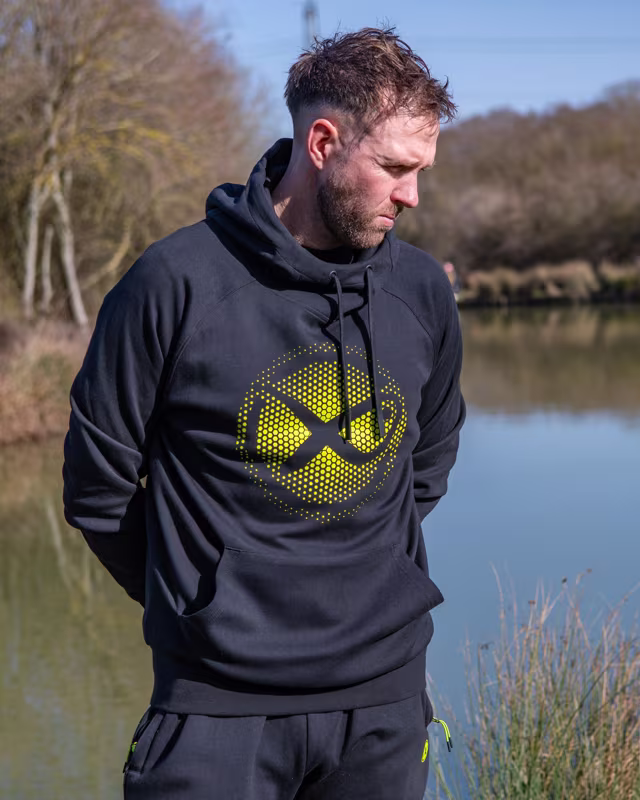 Matrix Large Fade Logo Hoody - Black/Lime