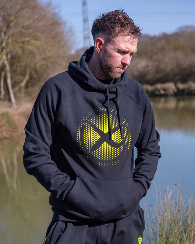 Matrix Large Fade Logo Hoody - Black/Lime