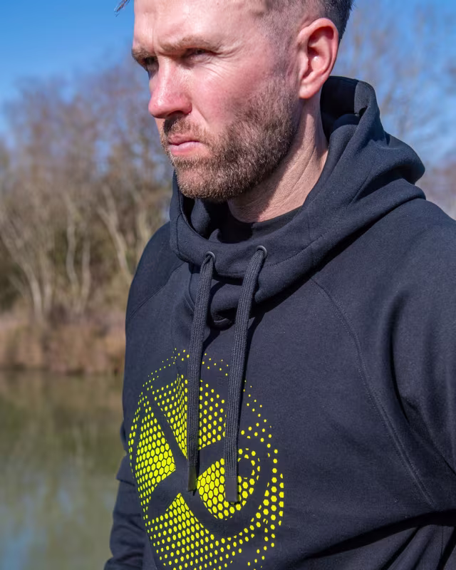Matrix Large Fade Logo Hoody - Black/Lime