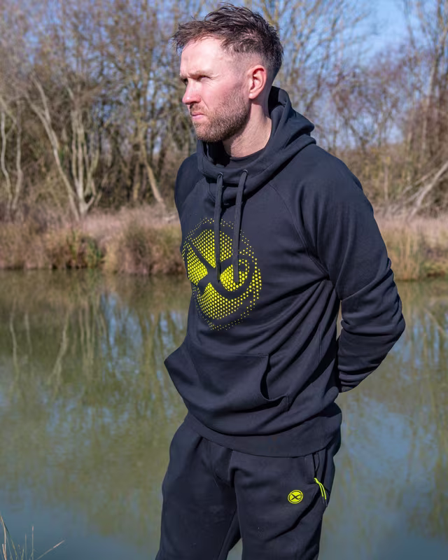 Matrix Large Fade Logo Hoody - Black/Lime