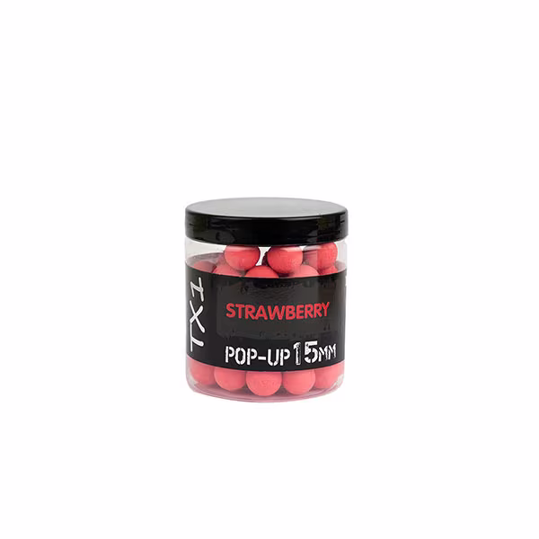 Bait TX1 Pop-up Strawberry 15mm - 80g Fluoro Red